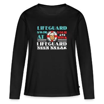 Bademeister Schwimmlehrer Rettungsschwimmer Pool - Frauen Premium Bio Langarmshirt - Schwarz - Vorne - Julia (174cm)