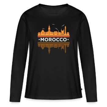 Le maroc - T-shirt manches longues Premium bio Femme - noir - Devant - Julia (174cm)