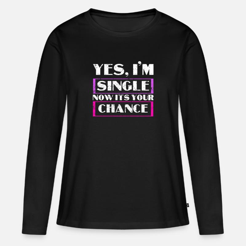 Single - Frauen Premium Bio Langarmshirt - Schwarz