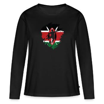 Kenya - T-shirt manches longues Premium bio Femme - noir - Devant - Julia (174cm)