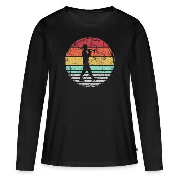 Trombone trombone - T-shirt manches longues Premium bio Femme - noir - Devant - Julia (174cm)