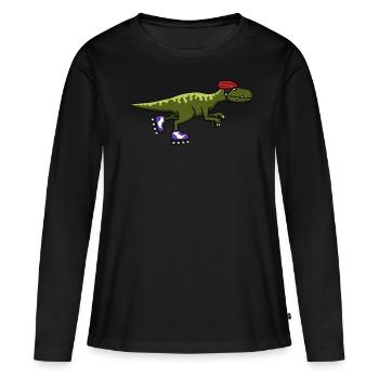 Inline-Skating Inliner Rollschuhe Dinosaurier - Frauen Premium Bio Langarmshirt - Schwarz - Vorne - Julia (174cm)