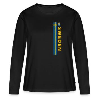 Schweden - Frauen Premium Bio Langarmshirt - Schwarz - Vorne - Julia (174cm)