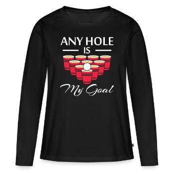 Beerpong - T-shirt manches longues Premium bio Femme - noir - Devant - Julia (174cm)
