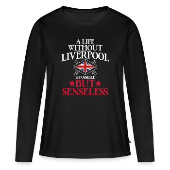 Liverpool - T-shirt manches longues Premium bio Femme - noir - Devant - Julia (174cm)
