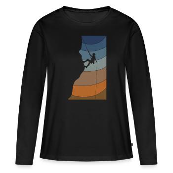 Felsklettern Kletterer - Frauen Premium Bio Langarmshirt - Schwarz - Vorne - Julia (174cm)