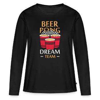Beerpong - T-shirt manches longues Premium bio Femme - noir - Devant - Julia (174cm)