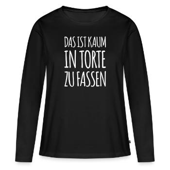 in Torte fassen - Frauen Premium Bio Langarmshirt - Schwarz - Vorne - Julia (174cm)