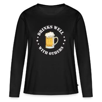 Bière jardin bière bouteille bière bière tente cadeau - T-shirt manches longues Premium bio Femme - noir - Devant - Julia (174cm)