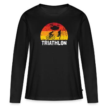 Triathlon - T-shirt manches longues Premium bio Femme - noir - Devant - Julia (174cm)