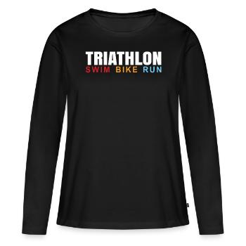 Triathlon - T-shirt manches longues Premium bio Femme - noir - Devant - Julia (174cm)