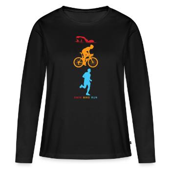 Triathlon - T-shirt manches longues Premium bio Femme - noir - Devant - Julia (174cm)