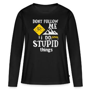 Mountainbiker Mountainbike Mountainbiken Geschenk - Frauen Premium Bio Langarmshirt - Schwarz - Vorne - Julia (174cm)