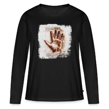 Léonard de Vinci - T-shirt manches longues Premium bio Femme - noir - Devant - Julia (174cm)