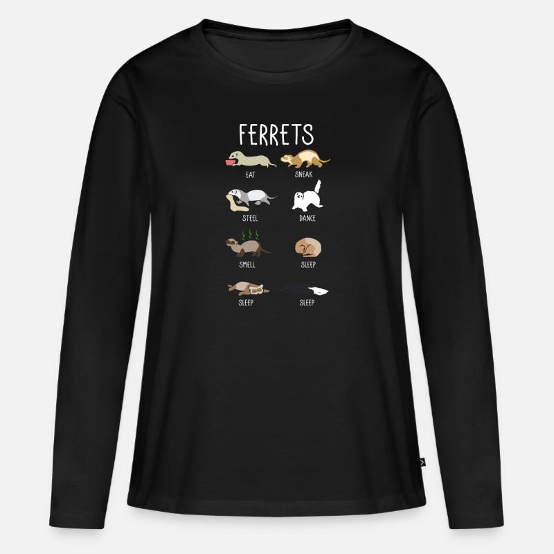Frettchen - Frauen Premium Bio Langarmshirt - Schwarz