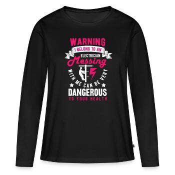 Électricien électricien - T-shirt manches longues Premium bio Femme - noir - Devant - Julia (174cm)