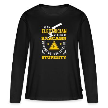 Électricien électricien - T-shirt manches longues Premium bio Femme - noir - Devant - Julia (174cm)