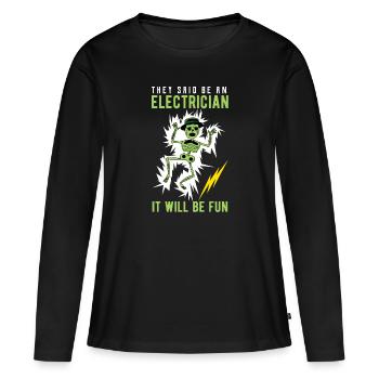 Électricien électricien - T-shirt manches longues Premium bio Femme - noir - Devant - Julia (174cm)