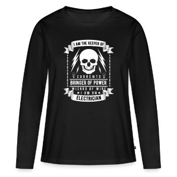 Électricien électricien - T-shirt manches longues Premium bio Femme - noir - Devant - Julia (174cm)