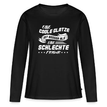 Cool chauve homme chauve chauve cadeau chauve - T-shirt manches longues Premium bio Femme - noir - Devant - Julia (174cm)