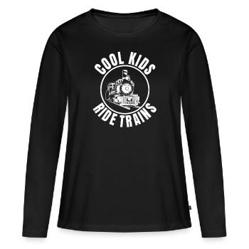 Train - T-shirt manches longues Premium bio Femme - noir - Devant - Julia (174cm)