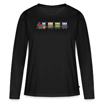 Train - T-shirt manches longues Premium bio Femme - noir - Devant - Julia (174cm)