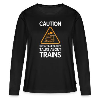 Train - T-shirt manches longues Premium bio Femme - noir - Devant - Julia (174cm)