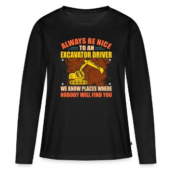 Bagger - Frauen Premium Bio Langarmshirt - Schwarz - Vorne - Julia (174cm)