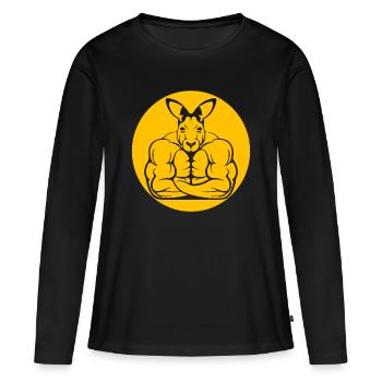Muscles kangourou - T-shirt manches longues Premium bio Femme - noir - Devant - Julia (174cm)