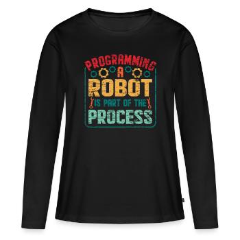 robot - Women's Premium Organic Long Sleeve Shirt - black - Front - Julia (174cm)
