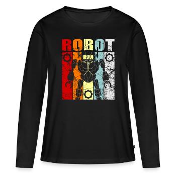 Roboter - Frauen Premium Bio Langarmshirt - Schwarz - Vorne - Julia (174cm)