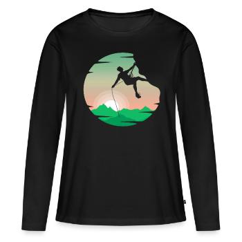 Klettern Felsklettern - Frauen Premium Bio Langarmshirt - Schwarz - Vorne - Julia (174cm)