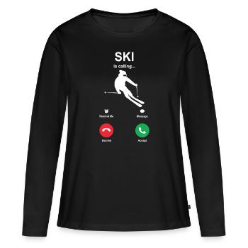 Ski - Frauen Premium Bio Langarmshirt - Schwarz - Vorne - Julia (174cm)