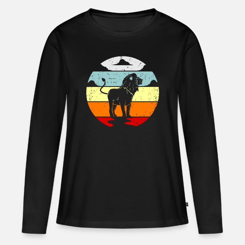 Löwe Löwin Geschenk Geschenkidee - Frauen Premium Bio Langarmshirt - Schwarz