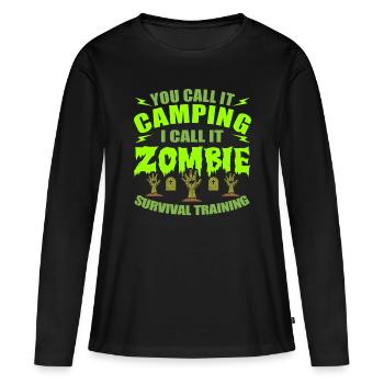 Zombie - T-shirt manches longues Premium bio Femme - noir - Devant - Julia (174cm)