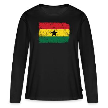 Ghana - T-shirt manches longues Premium bio Femme - noir - Devant - Julia (174cm)