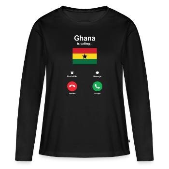 Ghana - T-shirt manches longues Premium bio Femme - noir - Devant - Julia (174cm)