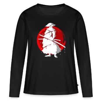 Japon - T-shirt manches longues Premium bio Femme - noir - Devant - Julia (174cm)