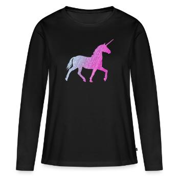 Paillettes de cheval - T-shirt manches longues Premium bio Femme - noir - Devant - Julia (174cm)