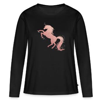 Paillettes de cheval - T-shirt manches longues Premium bio Femme - noir - Devant - Julia (174cm)