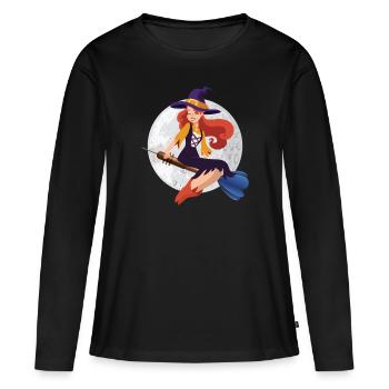 Fléchette Fléchette Flèche Sorcière - Fléchettes Joueur Fléchettes Halloween - T-shirt manches longues Premium bio Femme - noir - Devant - Julia (174cm)