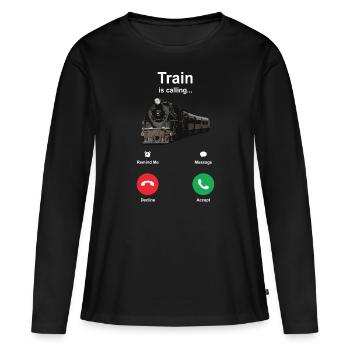 Train - T-shirt manches longues Premium bio Femme - noir - Devant - Julia (174cm)