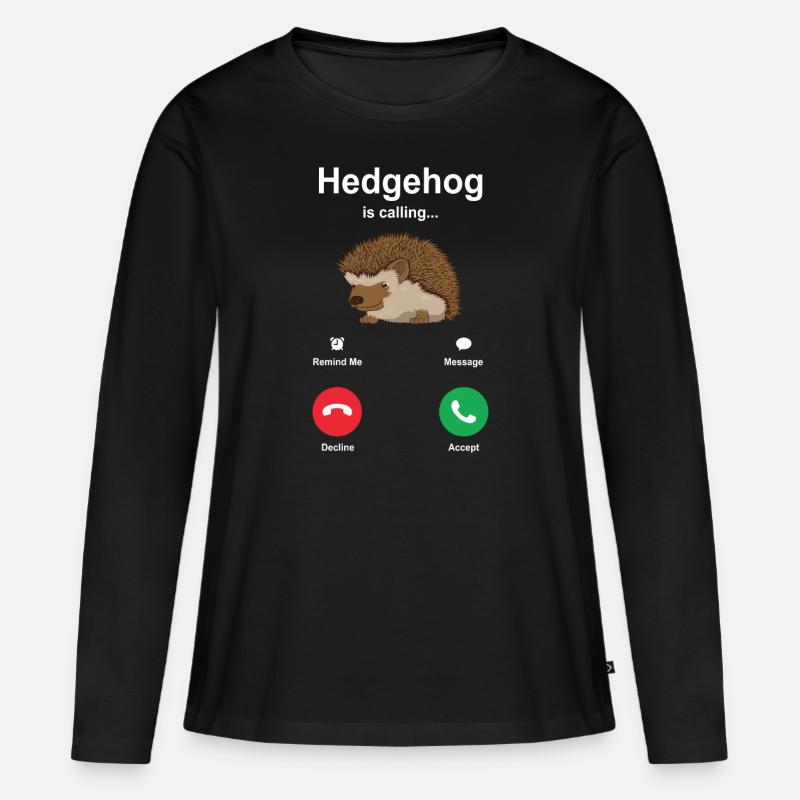 Igel - Frauen Premium Bio Langarmshirt - Schwarz