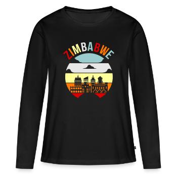 Zimbabwe - T-shirt manches longues Premium bio Femme - noir - Devant - Julia (174cm)