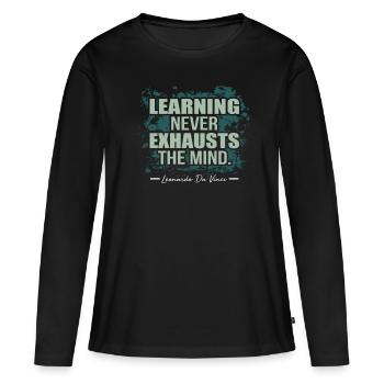 Léonard de Vinci - T-shirt manches longues Premium bio Femme - noir - Devant - Julia (174cm)