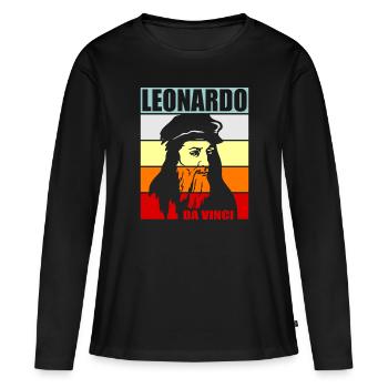 Léonard de Vinci - T-shirt manches longues Premium bio Femme - noir - Devant - Julia (174cm)