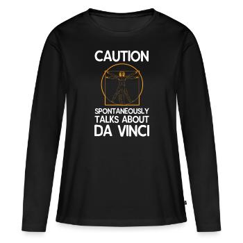 Léonard de Vinci - T-shirt manches longues Premium bio Femme - noir - Devant - Julia (174cm)
