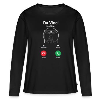 Léonard de Vinci - T-shirt manches longues Premium bio Femme - noir - Devant - Julia (174cm)