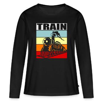 train - T-shirt manches longues Premium bio Femme - noir - Devant - Julia (174cm)