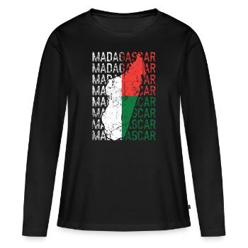 Madagascar - T-shirt manches longues Premium bio Femme - noir - Devant - Julia (174cm)